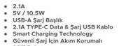 Shoamı Tel Aks.Şarj Adaptör Usb-A & Type-C Kablo Sh-21T 5V/10.5W - 2