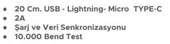 Concord Tel Aks.Şarj Kablo C-452 Usb To Lıghtnıng- Micro Type-C3A Data+Şarj (Unıversal) - 3