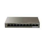TENDA 10port 102w FULL PoE TEF1110P-8-102W 10/100/ 2x1000 Yönetilemez Switch Masaüstü - 1