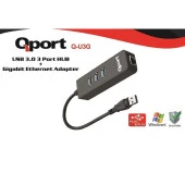 QPORT Q-U3G Gigabit 1port USB 3.0 Ethernet,3x USB Çoklayıcı - 1