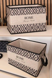 Home Storage Goods Dekoratif Kulplu Saklama Kutusu, Çok Amaçlı Kutu ve Dolap Raf Düzenleyici 22x34x24 cm - 1