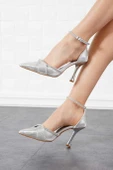 Feles Bilek Şerit Taş Detaylı Topuklu Stiletto Kadın Ayakkabı thumbnail 7