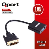 QPORT Q-VDV2 0.15metre DVI (24+1)-VGA Görüntü Adaptörü Siyah - 1