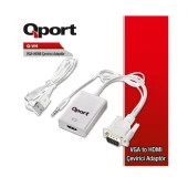 QPORT Q-VH 0.15metre VGA- HDMI Görüntü Adaptörü Beyaz Sesli 1080p thumbnail 1