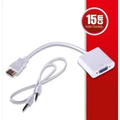 QPORT Q-HD-VGJ 0.15metre HDMI-VGA (D) Görüntü Adaptörü Beyaz Sesli 1080p - 1