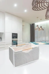 Flosoft Çok Amaçlı Kutu, Dolap Raf Düzenleyici, Dekoratif Ahşap Saplı Saklama Kutusu 32x17x18 cm - 2