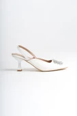 Elizabeth Beyaz Taşlı Stiletto Arkası Açık Abiye Ayakkabı - 4