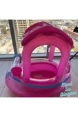 Gölgelikli Pembe Renk Bebek Deniz Simidi, Bebek Havuz Simidi, 0-3 Yaş 71cm*60cm - 2