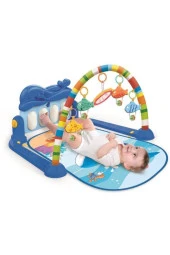 Piyanolu Bebek Oyun Halısı Aynalı Müzikli Işıklı + 3d Hayvanlar Bultak + Kare Bultak Eğitici Set - 4
