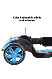 Combo 3-7 Yaş Led Işıklı 3 Tekerlek Oturaklı Yükseklik Ayarlı Katlanabilir Çocuk Scooter - 4