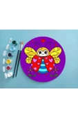 dudu ahşap 2'li Mandala Boyama Seti- Aile Etkinliği-2 Ham Mdf Plaka, 6 Renk Boya,2 Fırça Model-40 - 5