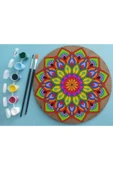 dudu ahşap 2'li Mandala Boyama Seti- OKUL - Aile Etkinliği-2 Ham Mdf Plaka, 6 Renk Boya,2 Fırça Model-52 - 3