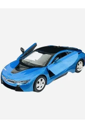 Bmw I8 Coupe - 1/24 7inch Mavi Lisanslı Metal Model Araba Koleksiyon - 2