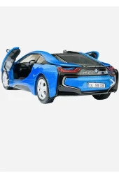 Bmw I8 Coupe - 1/24 7inch Mavi Lisanslı Metal Model Araba Koleksiyon - 4