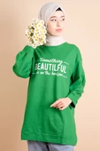 Yırtmaç Detaylı Düz Sweat Something Sweat Yeşil - 4