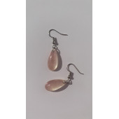 Yanardöner Pembe ve Turuncu Gümüş Aksesuarlı Damla Şekil Sallantılı Epoksi Küpe El Yapımı Hediyelik thumbnail 4