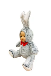 Bebek Yüzlü Peluş Tavşan 60 cm ve Bebek Yüzlü 45 Cm Peluş Tavşan Gri - 2