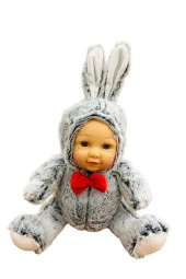 Bebek Yüzlü Peluş Tavşan 60 cm ve Bebek Yüzlü 45 Cm Peluş Tavşan Gri - 3