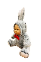 Bebek Yüzlü Peluş Tavşan 60 cm ve Bebek Yüzlü 45 Cm Peluş Tavşan Gri - 7