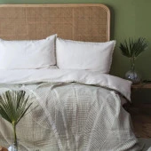 Apricitas Home June Adaçayı Muslin Yatak Örtülü Çift Kişilik Nevresim Seti thumbnail 1