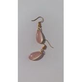 Yanardöner Pembe ve Turuncu Gold Aksesuarlı Damla Şekil Sallantılı Epoksi Küpe El Yapımı Hediyelik thumbnail 2