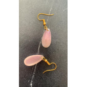 Yanardöner Pembe ve Turuncu Gold Aksesuarlı Damla Şekil Sallantılı Epoksi Küpe El Yapımı Hediyelik thumbnail 4