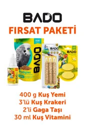 Bado Kuş Tanışma Paketi 4lü(Yem+Vitamin+Kraker+Gaga Taşı) - 1