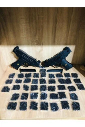 Boncuklu 2 adet Uzi Silah + 42 Paket Mermi - 1