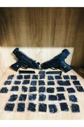 Boncuklu 2 adet Uzi Silah + 42 Paket Mermi - 8