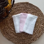MARS BABY Kız Bebek Beyaz 3lü Müslin Ağız Bezi - 1