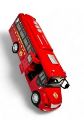 Otobüs Oyuncak kırılmaz Sesli itfaiye Otobüsü Işıklı 20 Cm kırmızı thumbnail 2