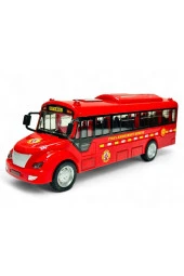 Otobüs Oyuncak kırılmaz Sesli itfaiye Otobüsü Işıklı 20 Cm kırmızı thumbnail 3