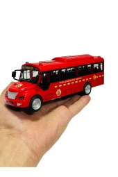 Otobüs Oyuncak kırılmaz Sesli itfaiye Otobüsü Işıklı 20 Cm kırmızı thumbnail 4