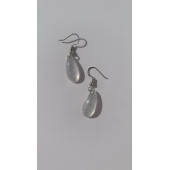 Şeffaf Renkli Sedefli Parlak Gümüş Aksesuarlı Damla Şekilli Sallantılı Epoksi Küpe Hediyelik thumbnail 1