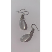 Şeffaf Renkli Sedefli Parlak Gümüş Aksesuarlı Damla Şekilli Sallantılı Epoksi Küpe Hediyelik thumbnail 2