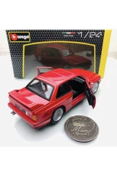 Yeni - New 1988 BMW M3 (E30) Red 1:24 Ölçek Burago Marka - 7
