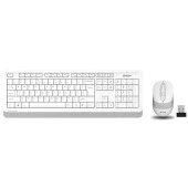 A4 TECH FG1010 Kablosuz Q Trk Optic Mouse Beyaz/Gri Multimedya Klavye - Mouse Set - 1