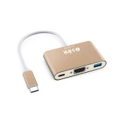 S-LINK SL-USB-C68 0.15metre TYPE-C - HDMI_USB 3.0 Çevirici Adaptör Gold 4K thumbnail 1