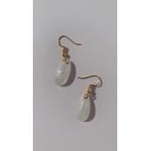 Şeffaf Beyaz Renkli Sedefli Parlak Gold Aksesuarlı Damla Şekilli Sallantılı Epoksi Küpe Hediyelik thumbnail 3