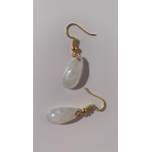 Şeffaf Beyaz Renkli Sedefli Parlak Gold Aksesuarlı Damla Şekilli Sallantılı Epoksi Küpe Hediyelik thumbnail 4