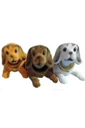 3 Adet Kafa Sallayan Köpek Araç İçi Aksesuar 17x9x7 cm Farklı Renklerde - 1