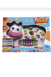 Rengarenk Pilli Işıklı Şarkılı Soru Cevaplı Türkçe Hayvan Sesli Çiftlik Hayvanlı Inek Piyano thumbnail 1