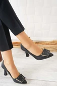 Feles Kare Toka Detaylı Stiletto Kadın Topuklu Ayakkabı - 8