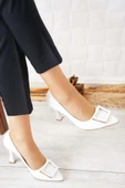 Feles Kare Toka Detaylı Stiletto Kadın Topuklu Ayakkabı - 1