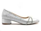 Mehtap Çift Şerit Taş Detaylı 4 cm Topuklu Kadın Klasik Ayakkabı thumbnail 7