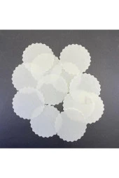 500 Adet Tek Kullanımlık Beyaz Desenli Kağıt Bardak Altlığı 80 mm - 2