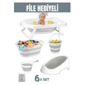 Free Bebek 6'lı Bebek Küvet Set (Fileli) cm - 6 Parça Bebe Seti Katlanır - 1