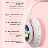 STN-28 Bluetooth LED Işıklı Hafıza Kartı Girişli Kulak Üstü Kedi Kulaklık - 3