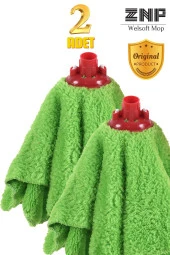 Welsoft Balerin Mop Yedek Başlıklı 2 Adet Yeşil Mop, Papas 45x60 thumbnail 1