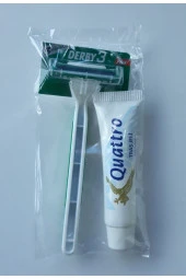 Otel Tipi Seyehat Tipi Traş Seti Jelatinli 3 Bıçaklı Traş Bıçağı + 15 Ml Traş Jeli thumbnail 1